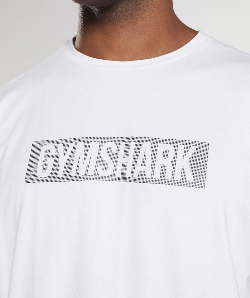 Koszulki Gymshark Block Męskie Białe | PL 017VEM